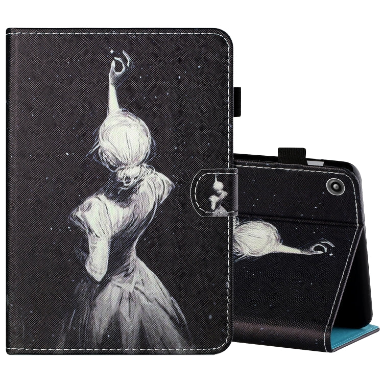 Sewing Thread Horizontal Painted Flat Leather Case with Pen Cover & Anti Skid Strip & Card Slot & Holder, For Amazon Kindle Fire 7 2019 / 2017 / 2015, For Samsung Galaxy Tab A 10.1 (2019) T510 / T515, For Samsung Galaxy Tab A 8.0 (2019) T290 / T295