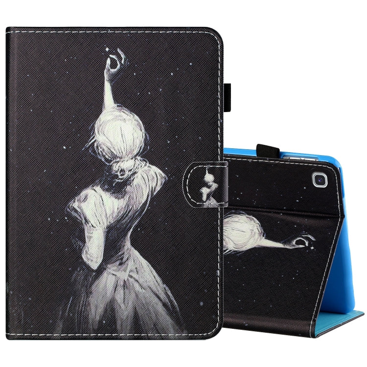 Sewing Thread Horizontal Painted Flat Leather Case with Pen Cover & Anti Skid Strip & Card Slot & Holder, For Amazon Kindle Fire 7 2019 / 2017 / 2015, For Samsung Galaxy Tab A 10.1 (2019) T510 / T515, For Samsung Galaxy Tab A 8.0 (2019) T290 / T295