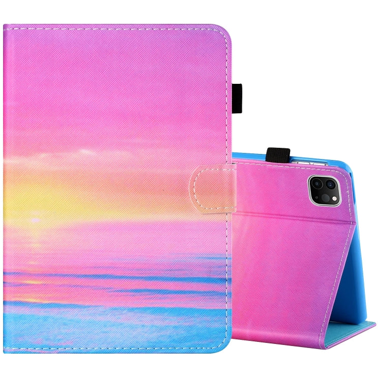 Sewing Thread Horizontal Painted Flat Leather Case with Pen Cover & Anti Skid Strip & Card Slot & Holder & Sleep / Wake-up Function, For iPad Mini 5 / 4 / 3 / 2 / 1, For iPad 10.2 / iPad Air 10.5 (2019), For iPad Pro 11 inch (2020) / (2018), For iPad Air