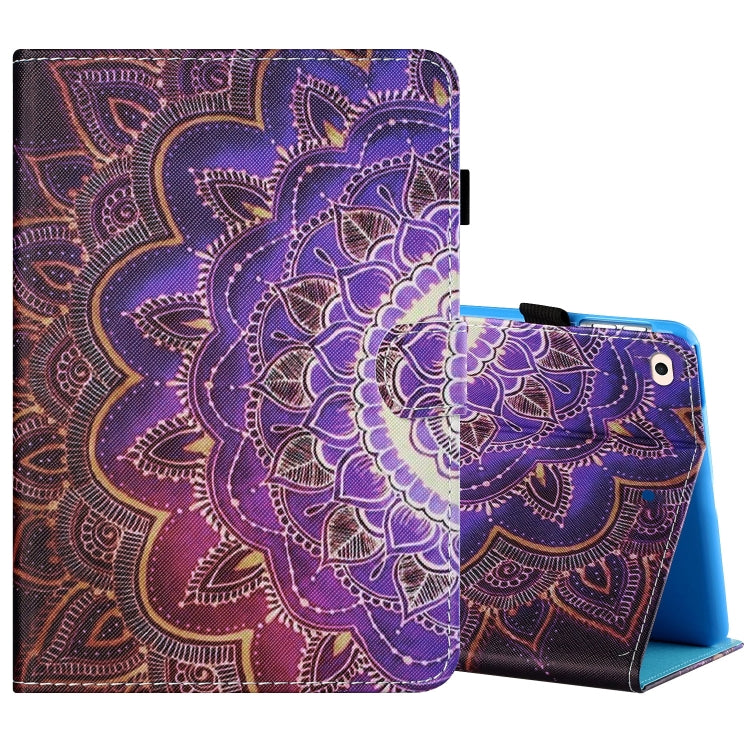 Sewing Thread Horizontal Painted Flat Leather Case with Pen Cover & Anti Skid Strip & Card Slot & Holder & Sleep / Wake-up Function, For iPad Air 2, For  iPad 9.7 (2018) / (2017), For iPad Air 2022 / 2020 10.9