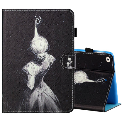 Sewing Thread Horizontal Painted Flat Leather Case with Pen Cover & Anti Skid Strip & Card Slot & Holder & Sleep / Wake-up Function, For iPad Air 2, For  iPad 9.7 (2018) / (2017), For iPad Air 2022 / 2020 10.9