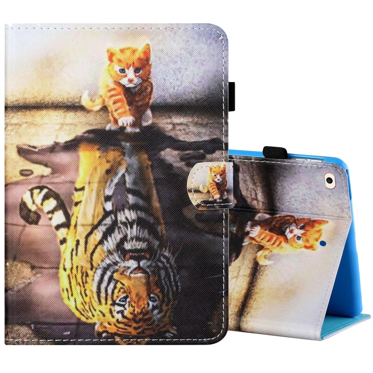 Sewing Thread Horizontal Painted Flat Leather Case with Pen Cover & Anti Skid Strip & Card Slot & Holder & Sleep / Wake-up Function, For iPad Air 2, For  iPad 9.7 (2018) / (2017), For iPad Air 2022 / 2020 10.9