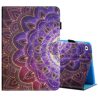 Sewing Thread Horizontal Painted Flat Leather Case with Pen Cover & Anti Skid Strip & Card Slot & Holder & Sleep / Wake-up Function, For iPad Air 2, For  iPad 9.7 (2018) / (2017), For iPad Air 2022 / 2020 10.9