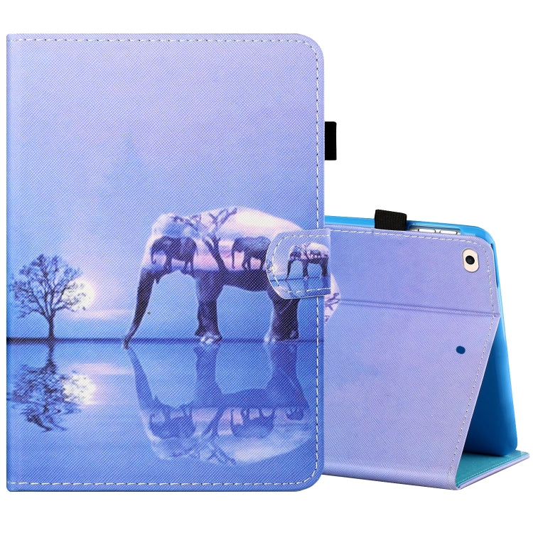 Sewing Thread Horizontal Painted Flat Leather Case with Pen Cover & Anti Skid Strip & Card Slot & Holder & Sleep / Wake-up Function, For iPad Air 2, For  iPad 9.7 (2018) / (2017), For iPad Air 2022 / 2020 10.9