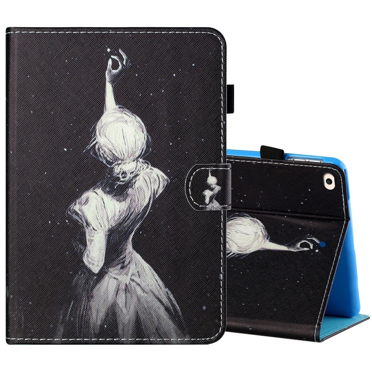 Sewing Thread Horizontal Painted Flat Leather Case with Pen Cover & Anti Skid Strip & Card Slot & Holder & Sleep / Wake-up Function, For iPad Air 2, For  iPad 9.7 (2018) / (2017), For iPad Air 2022 / 2020 10.9