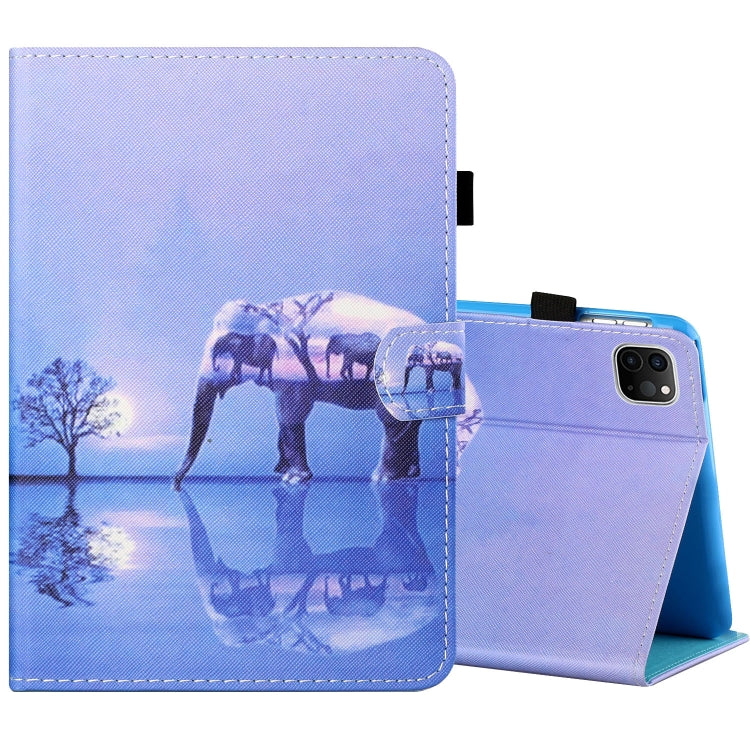 Sewing Thread Horizontal Painted Flat Leather Case with Pen Cover & Anti Skid Strip & Card Slot & Holder & Sleep / Wake-up Function, For iPad Air 2, For  iPad 9.7 (2018) / (2017), For iPad Air 2022 / 2020 10.9