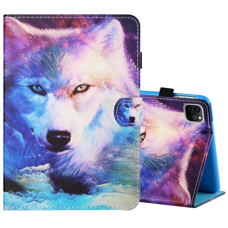 Sewing Thread Horizontal Painted Flat Leather Case with Pen Cover & Anti Skid Strip & Card Slot & Holder & Sleep / Wake-up Function, For iPad Air 2, For  iPad 9.7 (2018) / (2017), For iPad Air 2022 / 2020 10.9
