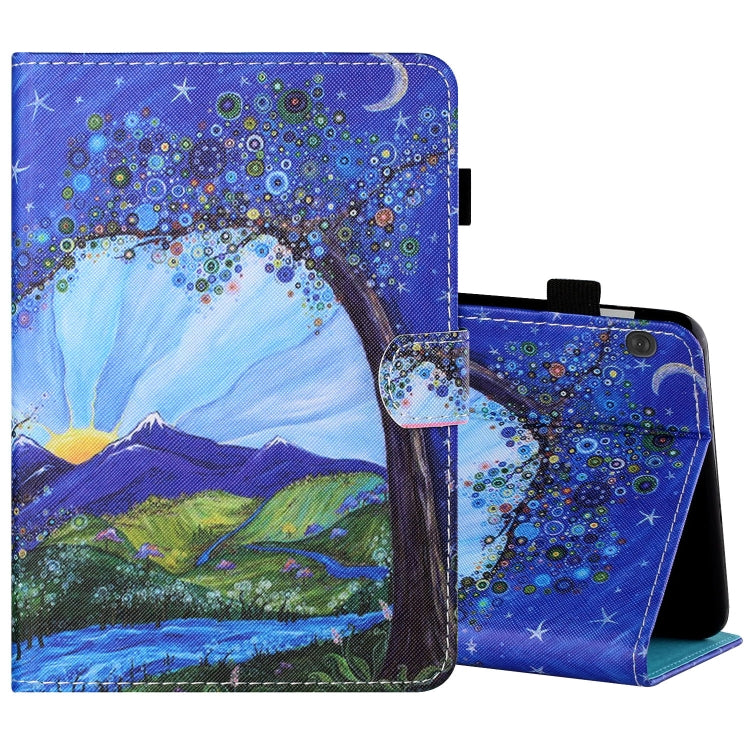 Sewing Thread Horizontal Painted Flat Leather Case with Pen Cover & Anti Skid Strip & Card Slot & Holder & Sleep / Wake-up Function, For Samsung Galaxy Tab S6 Lite SM-P610 / 615, For Amazon Kindle Fire HD8 2020, For Samsung Galaxy Tab A7 2020 T500 / T5...