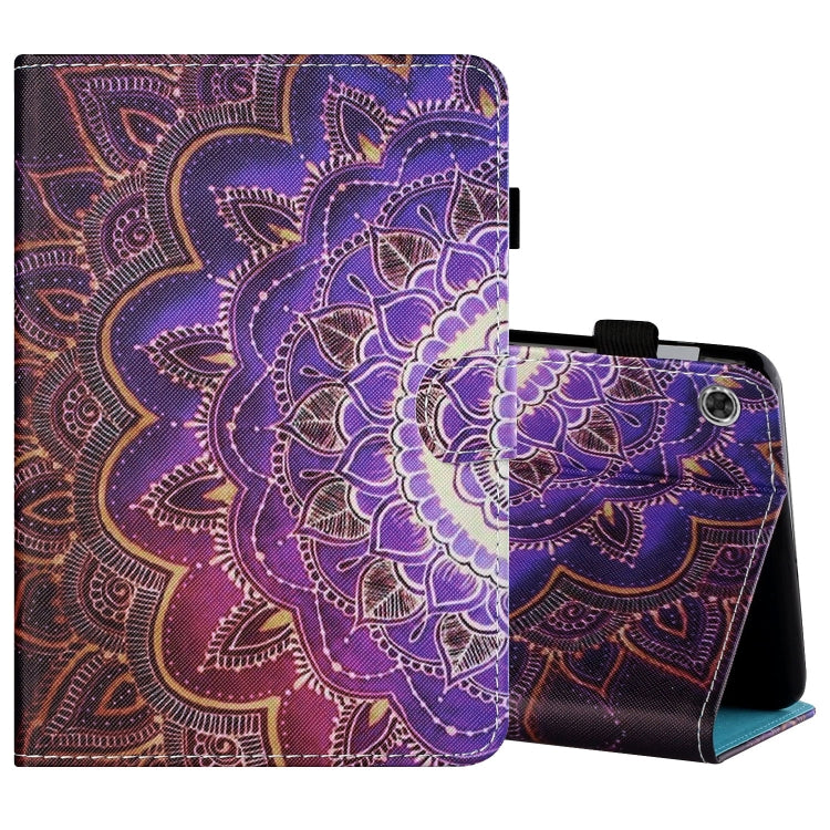 Sewing Thread Horizontal Painted Flat Leather Case with Pen Cover & Anti Skid Strip & Card Slot & Holder & Sleep / Wake-up Function, For Lenovo Tab FHD M10 Plus X606F