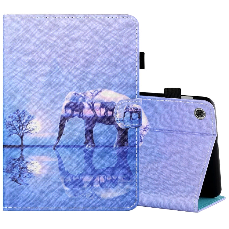 Sewing Thread Horizontal Painted Flat Leather Case with Pen Cover & Anti Skid Strip & Card Slot & Holder & Sleep / Wake-up Function, For Lenovo Tab FHD M10 Plus X606F