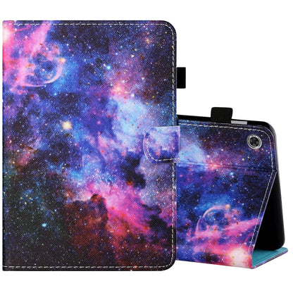 Sewing Thread Horizontal Painted Flat Leather Case with Pen Cover & Anti Skid Strip & Card Slot & Holder & Sleep / Wake-up Function, For Lenovo Tab FHD M10 Plus X606F