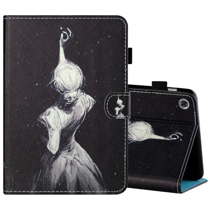 Sewing Thread Horizontal Painted Flat Leather Case with Pen Cover & Anti Skid Strip & Card Slot & Holder & Sleep / Wake-up Function, For Lenovo Tab FHD M10 Plus X606F