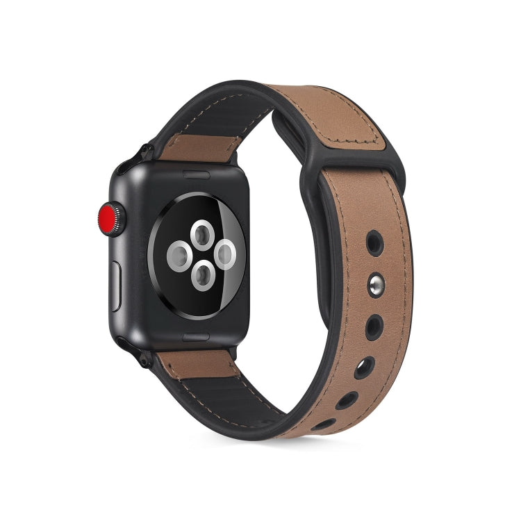 Paste Leather TPU Watchband For Apple Watch Series 6 & SE & 5 & 4 40mm / 3 & 2 & 1 38mm