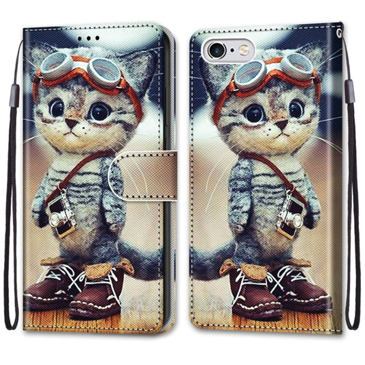 Coloured Drawing Cross Texture Horizontal Flip PU Leather Case with Holder & Card Slots & Wallet & Lanyard, For iPhone 6 / 6s, For iPhone SE 2022 / SE 2020 / 8 / 7