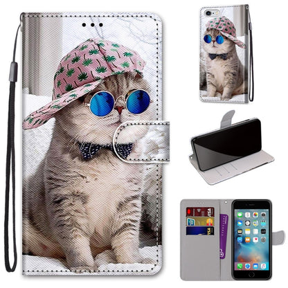 Coloured Drawing Cross Texture Horizontal Flip PU Leather Case with Holder & Card Slots & Wallet & Lanyard, For iPhone 6 / 6s, For iPhone SE 2022 / SE 2020 / 8 / 7