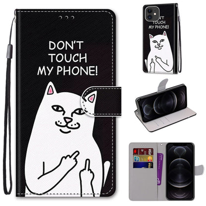 Coloured Drawing Cross Texture Horizontal Flip PU Leather Case with Holder & Card Slots & Wallet & Lanyard, For iPhone 12 / 12 Pro, For iPhone 12 Pro Max
