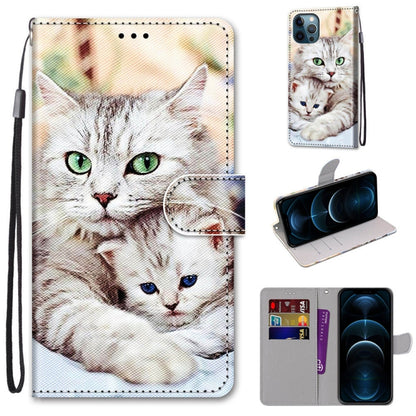 Coloured Drawing Cross Texture Horizontal Flip PU Leather Case with Holder & Card Slots & Wallet & Lanyard, For iPhone 12 / 12 Pro, For iPhone 12 Pro Max