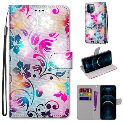 Coloured Drawing Cross Texture Horizontal Flip PU Leather Case with Holder & Card Slots & Wallet & Lanyard, For iPhone 12 / 12 Pro, For iPhone 12 Pro Max