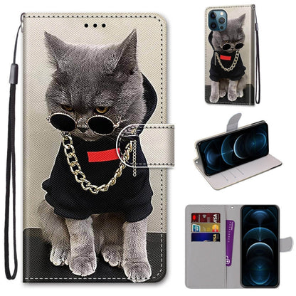 Coloured Drawing Cross Texture Horizontal Flip PU Leather Case with Holder & Card Slots & Wallet & Lanyard, For iPhone 12 / 12 Pro, For iPhone 12 Pro Max