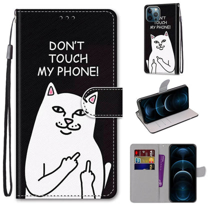 Coloured Drawing Cross Texture Horizontal Flip PU Leather Case with Holder & Card Slots & Wallet & Lanyard, For iPhone 12 / 12 Pro, For iPhone 12 Pro Max