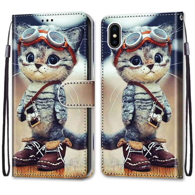 Coloured Drawing Cross Texture Horizontal Flip PU Leather Case with Holder & Card Slots & Wallet & Lanyard, For iPhone XS / X, For iPhone XR