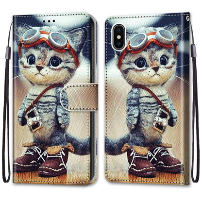 Coloured Drawing Cross Texture Horizontal Flip PU Leather Case with Holder & Card Slots & Wallet & Lanyard, For iPhone XS / X, For iPhone XR