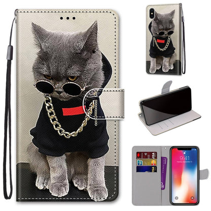 Coloured Drawing Cross Texture Horizontal Flip PU Leather Case with Holder & Card Slots & Wallet & Lanyard, For iPhone XS / X, For iPhone XR