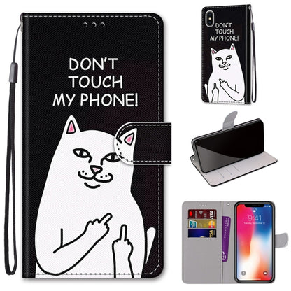 Coloured Drawing Cross Texture Horizontal Flip PU Leather Case with Holder & Card Slots & Wallet & Lanyard, For iPhone XS / X, For iPhone XR