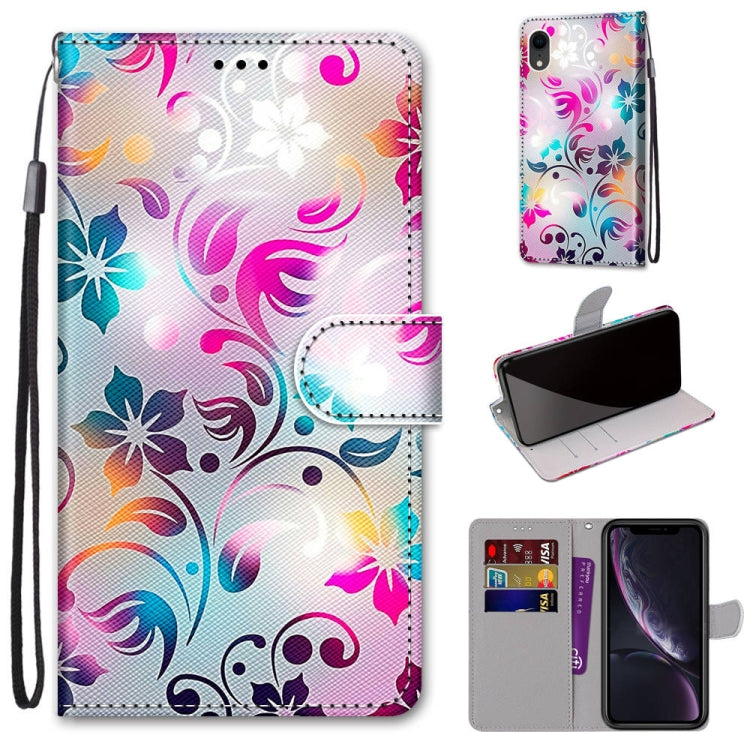 Coloured Drawing Cross Texture Horizontal Flip PU Leather Case with Holder & Card Slots & Wallet & Lanyard, For iPhone XS / X, For iPhone XR