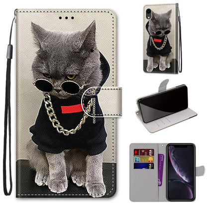 Coloured Drawing Cross Texture Horizontal Flip PU Leather Case with Holder & Card Slots & Wallet & Lanyard, For iPhone XS / X, For iPhone XR