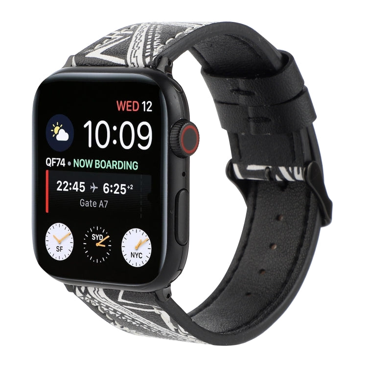 Printed Leather Watch Strap, For Apple Watch Series 7 45mm / 6 & SE & 5 & 4 44mm / 3 & 2 & 1 42mm, For Apple Watch Series 8&7 41mm / SE 2&6&SE&5&4 40mm / 3&2&1 38mm, For Apple Watch PSeries 7 41mm / 6 & SE & 5 & 4 40mm / 3 & 2 & 1 38mm                 ...