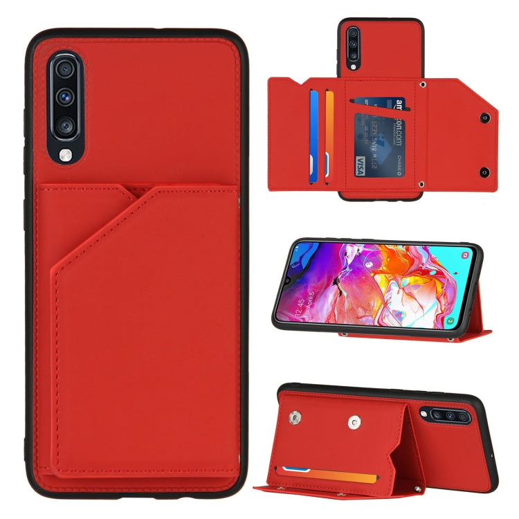 Skin Feel PU + TPU + PC Back Cover Shockproof Case with Card Slots & Holder & Photo Frame, For OPPO Realme 7, For Samsung Galaxy A50 & A30s & A50s, For OPPO Realme C11, For Samsung Galaxy A70 & A70s, For OPPO Realme C15, For Samsung Galaxy M60s & A81  ...