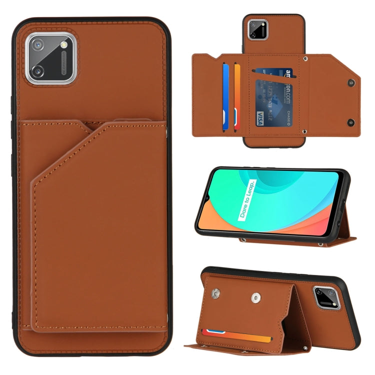 Skin Feel PU + TPU + PC Back Cover Shockproof Case with Card Slots & Holder & Photo Frame, For OPPO Realme 7, For Samsung Galaxy A50 & A30s & A50s, For OPPO Realme C11, For Samsung Galaxy A70 & A70s, For OPPO Realme C15, For Samsung Galaxy M60s & A81  ...
