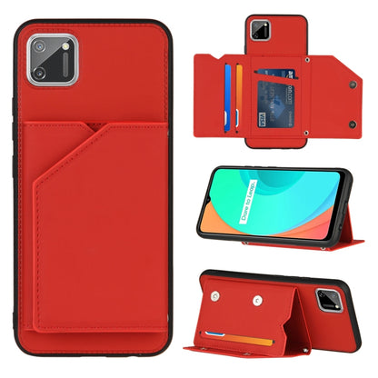 Skin Feel PU + TPU + PC Back Cover Shockproof Case with Card Slots & Holder & Photo Frame, For OPPO Realme 7, For Samsung Galaxy A50 & A30s & A50s, For OPPO Realme C11, For Samsung Galaxy A70 & A70s, For OPPO Realme C15, For Samsung Galaxy M60s & A81  ...