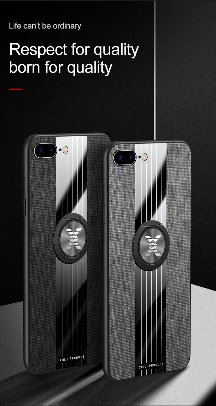 XINLI Stitching Cloth Textue Shockproof TPU Protective Case with Ring Holder, For iPhone 8 / 7, For iPhone 8 Plus / 7 Plus, For iPhone X / XS, For iPhone XR, For iPhone XS Max, For iPhone 6 / 6s, For iPhone 6 Plus / 6s Plus