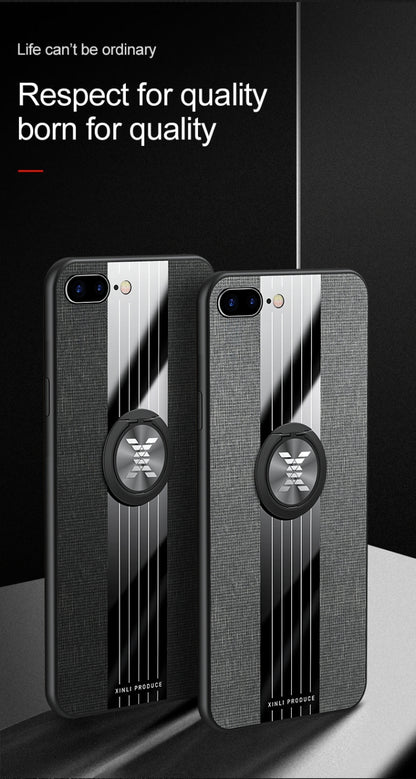 XINLI Stitching Cloth Textue Shockproof TPU Protective Case with Ring Holder, For iPhone 8 / 7, For iPhone 8 Plus / 7 Plus, For iPhone X / XS, For iPhone XR, For iPhone XS Max, For iPhone 6 / 6s, For iPhone 6 Plus / 6s Plus