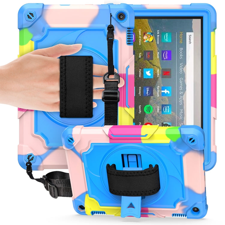 360 Degree Rotation Turntable Contrast Color Robot Shockproof Silicone + PC Protective Case with Holder, For Amazon Kindle Fire HD 8 2020, For Samsung Tab A 8.0 (2019)/T290, For Samsung Galaxy Tab A7 10.4 (2020)/T500                                    ...