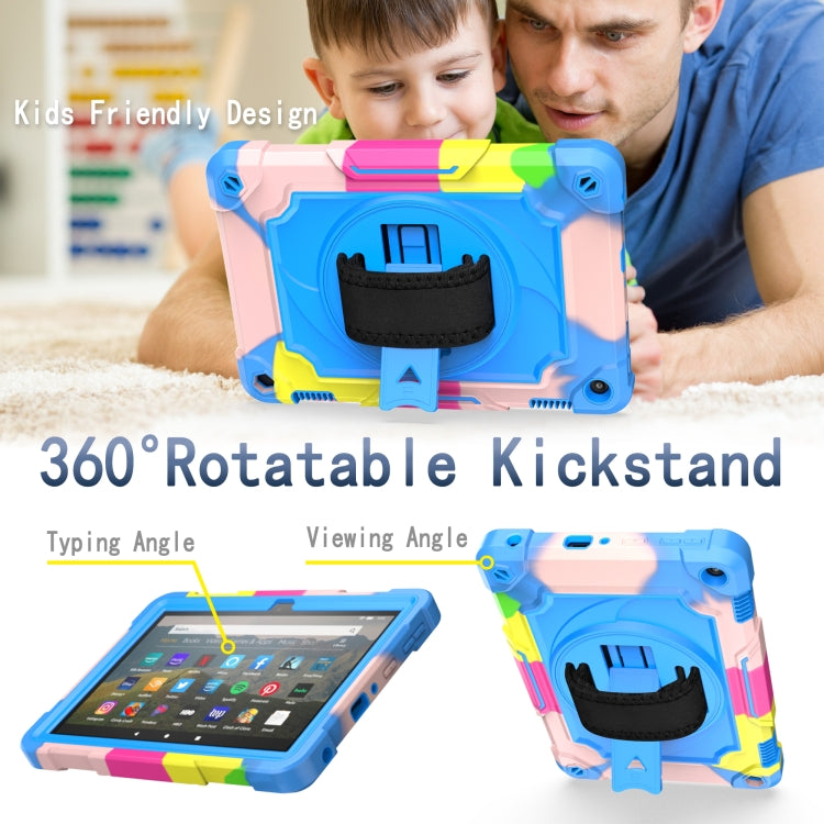 360 Degree Rotation Turntable Contrast Color Robot Shockproof Silicone + PC Protective Case with Holder, For Amazon Kindle Fire HD 8 2020, For Samsung Tab A 8.0 (2019)/T290, For Samsung Galaxy Tab A7 10.4 (2020)/T500                                    ...