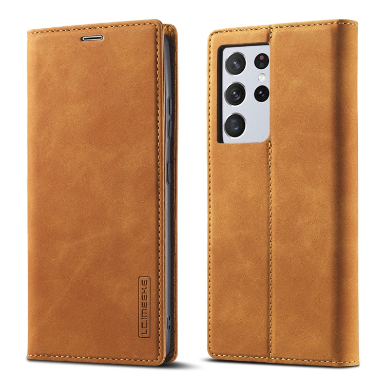 LC.IMEEKE Strong Magnetism Ultra-thin Horizontal Flip Matte TPU + PU Leather Case with Holder & Card Slots & Wallet, For Samsung Galaxy S21 5G, For Samsung Galaxy S21+ 5G, For Samsung Galaxy S21 Ultra 5G