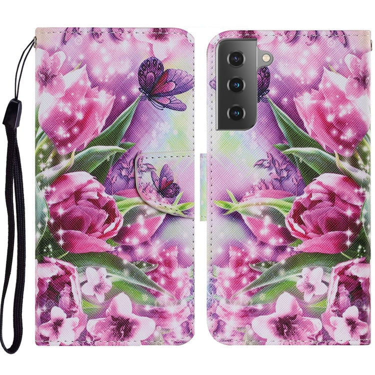 Coloured Drawing Pattern Horizontal Flip PU Leather Case with Holder & Card Slots & Wallet & Lanyard, For Samsung Galaxy S21 Ultra 5G, For Samsung Galaxy S21+ 5G