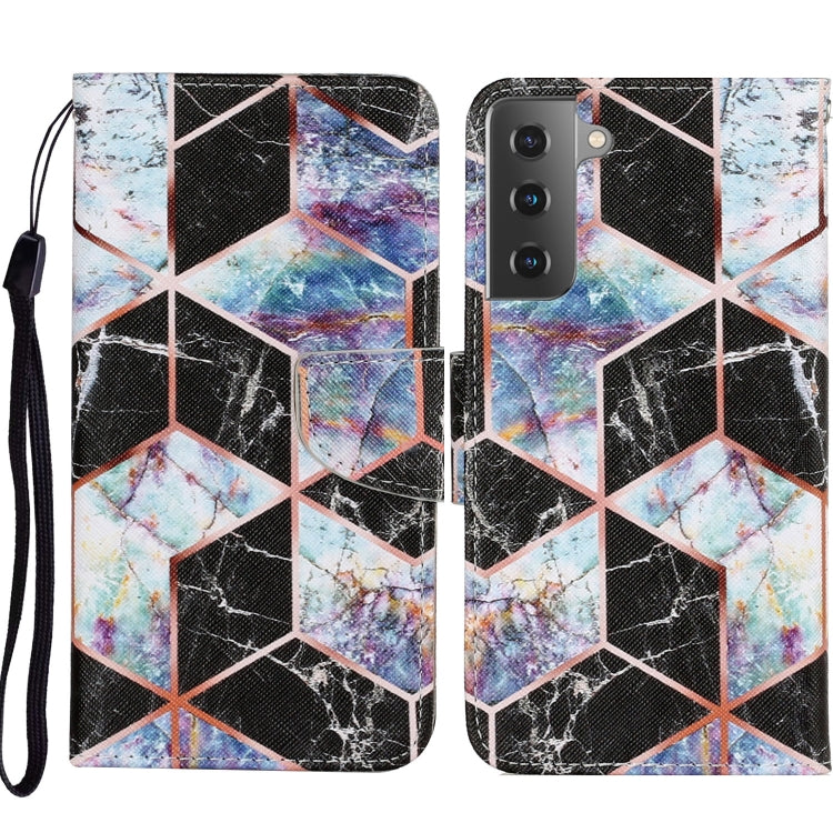 Coloured Drawing Pattern Horizontal Flip PU Leather Case with Holder & Card Slots & Wallet & Lanyard, For Samsung Galaxy S21 Ultra 5G, For Samsung Galaxy S21+ 5G