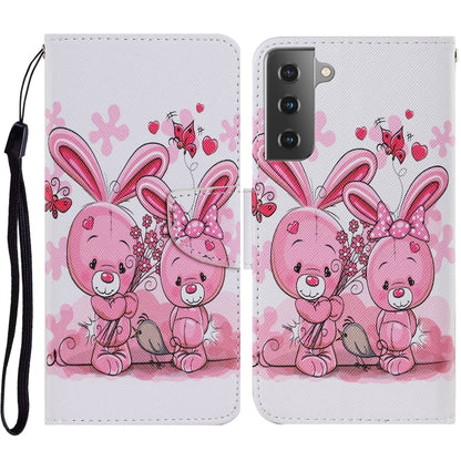 Coloured Drawing Pattern Horizontal Flip PU Leather Case with Holder & Card Slots & Wallet & Lanyard, For Samsung Galaxy S21 Ultra 5G, For Samsung Galaxy S21+ 5G