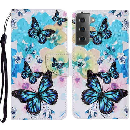 Coloured Drawing Pattern Horizontal Flip PU Leather Case with Holder & Card Slots & Wallet & Lanyard, For Samsung Galaxy S21 Ultra 5G, For Samsung Galaxy S21+ 5G