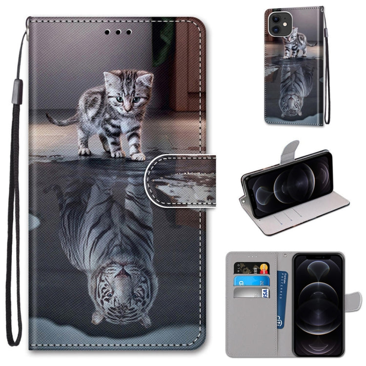 Coloured Drawing Cross Texture Horizontal Flip PU Leather Case with Holder & Card Slots & Wallet & Lanyard, For iPhone 12 mini, For iPhone 12 / 12 Pro