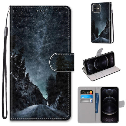 Coloured Drawing Cross Texture Horizontal Flip PU Leather Case with Holder & Card Slots & Wallet & Lanyard, For iPhone 12 mini, For iPhone 12 / 12 Pro