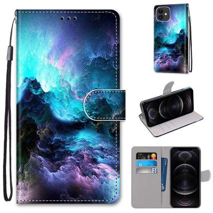 Coloured Drawing Cross Texture Horizontal Flip PU Leather Case with Holder & Card Slots & Wallet & Lanyard, For iPhone 12 mini, For iPhone 12 / 12 Pro