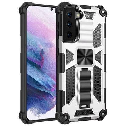 Shockproof TPU + PC Magnetic Protective Case with Holder, For Samsung Galaxy S21+ 5G