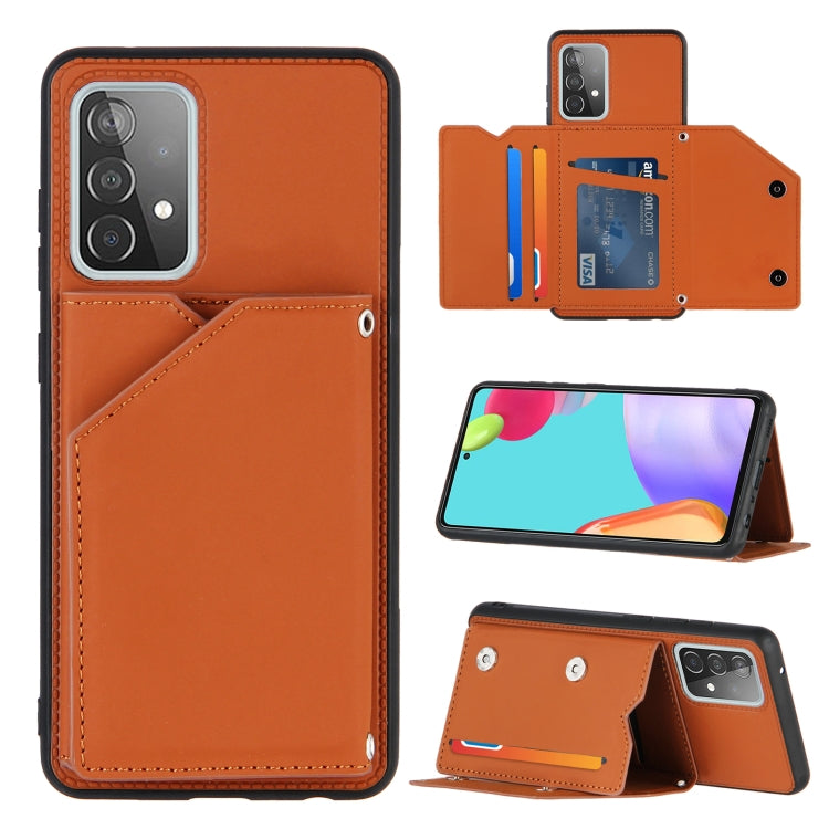 Skin Feel PU + TPU + PC Back Cover Shockproof Case with Card Slots & Holder & Photo Frame, For OPPO A7 / A5s / A12, For Samsung Galaxy A12, For Samsung Galaxy A52 5G / 4G, For Samsung Galaxy A72 5G / 4G, For Samsung Galaxy S21 5G                       ...