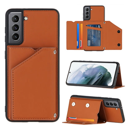 Skin Feel PU + TPU + PC Back Cover Shockproof Case with Card Slots & Holder & Photo Frame, For OPPO A7 / A5s / A12, For Samsung Galaxy A12, For Samsung Galaxy A52 5G / 4G, For Samsung Galaxy A72 5G / 4G, For Samsung Galaxy S21 5G                       ...