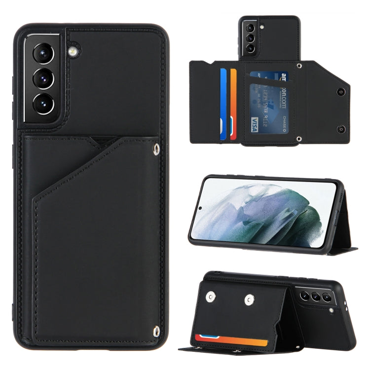Skin Feel PU + TPU + PC Back Cover Shockproof Case with Card Slots & Holder & Photo Frame, For OPPO A7 / A5s / A12, For Samsung Galaxy A12, For Samsung Galaxy A52 5G / 4G, For Samsung Galaxy A72 5G / 4G, For Samsung Galaxy S21 5G                       ...